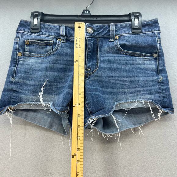 American Eagle Women's Denim Shortie Shorts Size 6 Super Stretch Summer Basics - Picture 4 of 15
